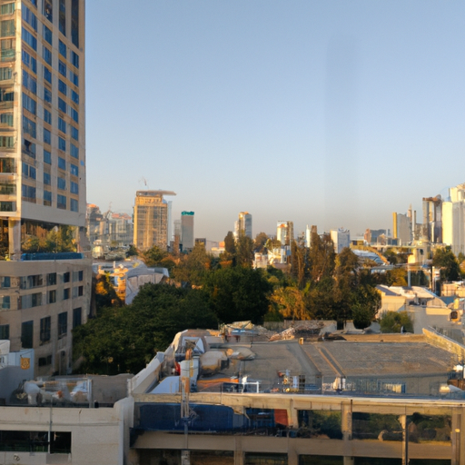 תמונת נוף של רמת גן עם הגג ברקע