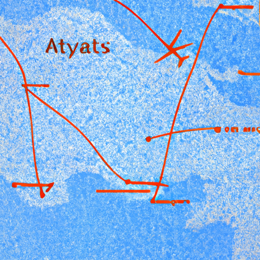 מפה המציגה את נתיב הטיסה מערים שונות לאנטליה