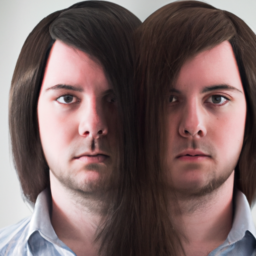 תמונה מפוצלת המציגה אדם בטוח בעצמו עם שיער מלא בצד אחד ואותו אדם נראה חסר ביטחון עם נשירת שיער בצד השני