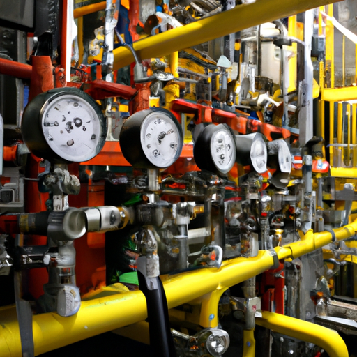 1. תמונה המציגה מערכת איתור נזילות גז המותקנת בסביבה תעשייתית, המגנה על עובדים וציוד