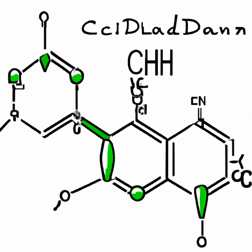 מבנה מולקולרי של CBD, המדגיש את מבנה התרכובת הייחודי שלו.