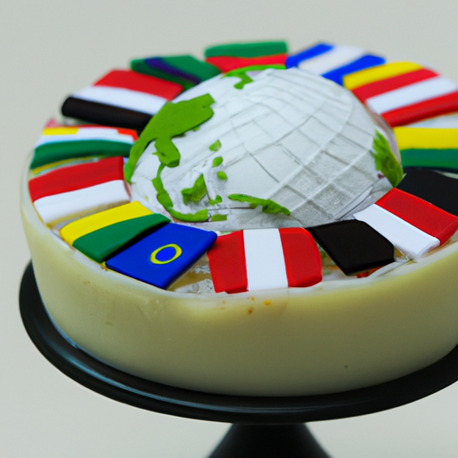 1. תמונה של עוגה בצורת גלובוס עם דגלי מדינה שונים