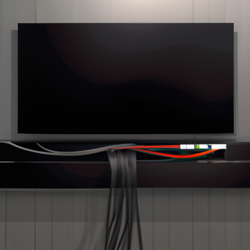 1. תמונה המציגה קיר טלוויזיה עם כיסוי כבלים המסתיר בצורה מסודרת את כל הכבלים.